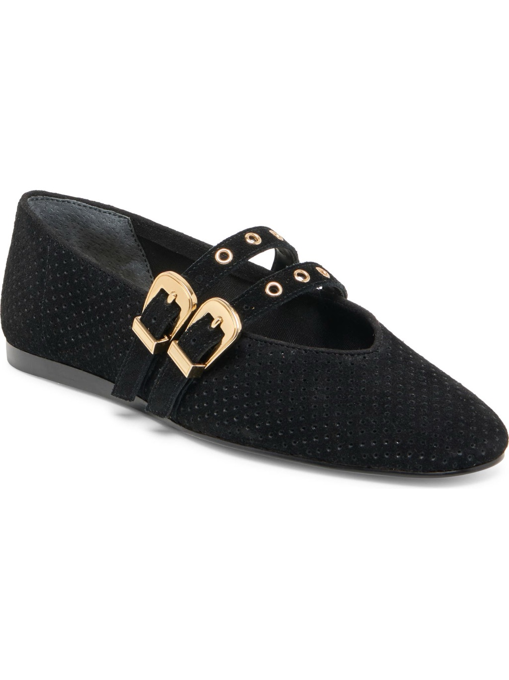 Dolce Vita Black Baylee Grommet Mary Jane Flat